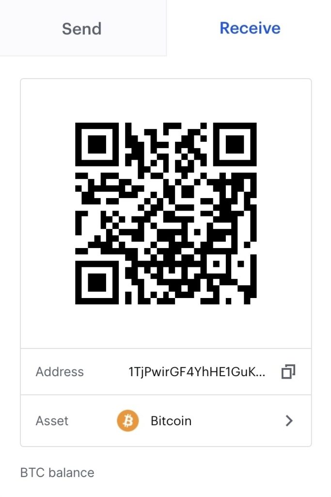 Receive popup (QR code)